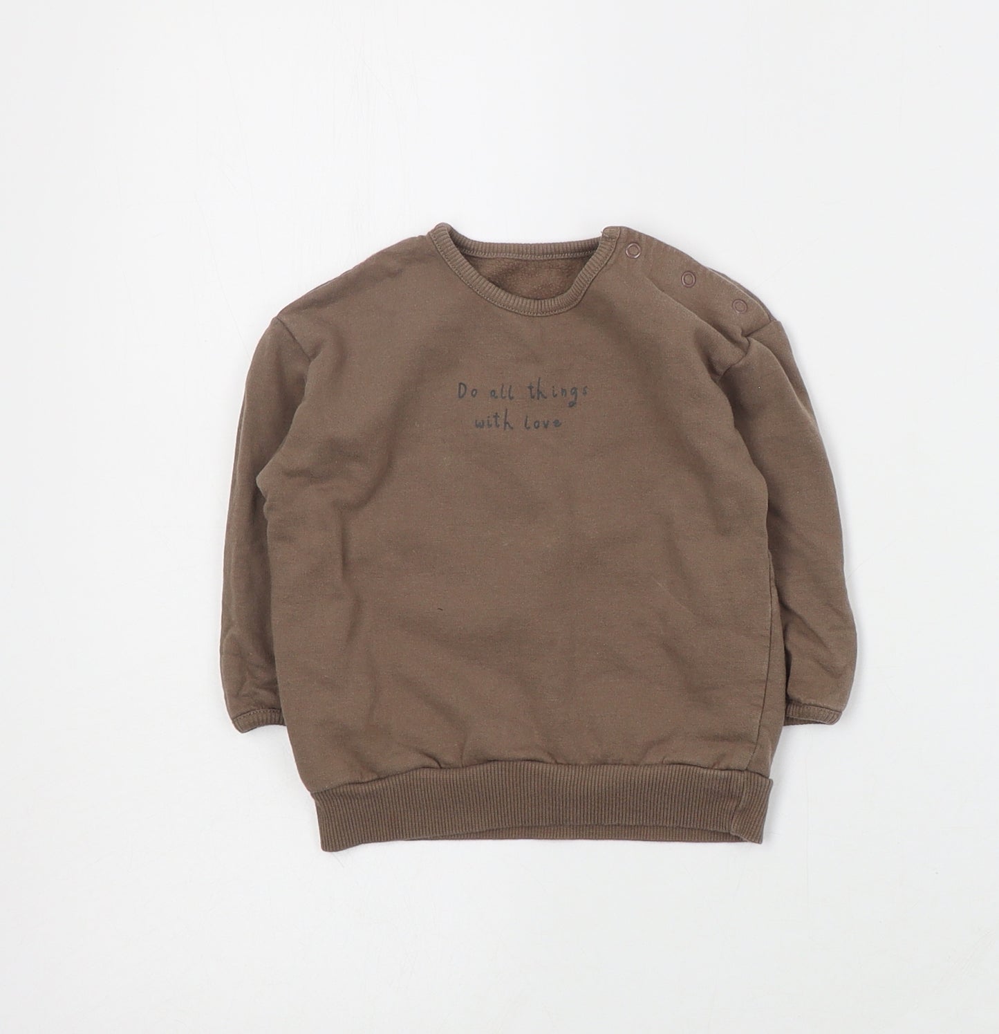 George Baby Brown  Cotton Pullover Jumper Size 9-12 Months  Snap - Slogan