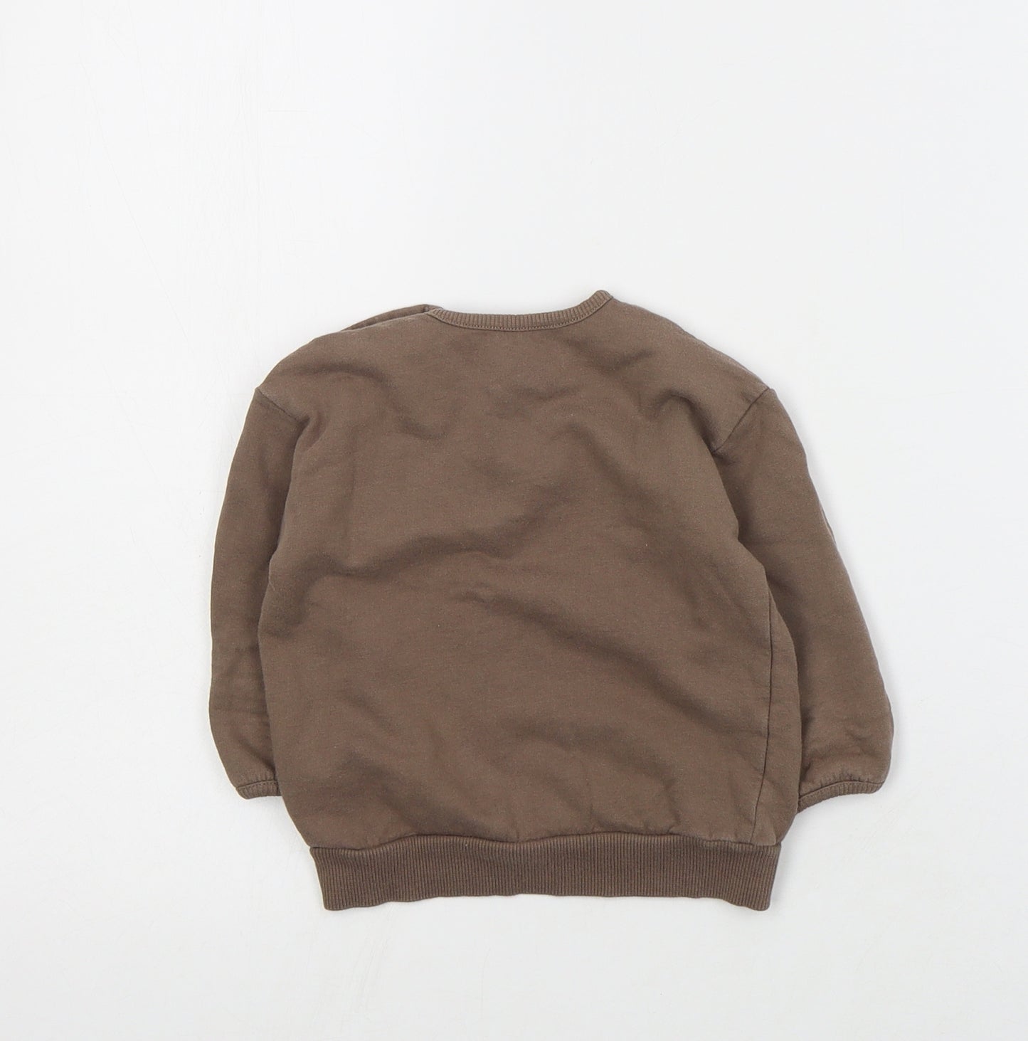 George Baby Brown  Cotton Pullover Jumper Size 9-12 Months  Snap - Slogan