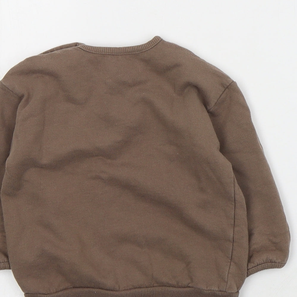 George Baby Brown  Cotton Pullover Jumper Size 9-12 Months  Snap - Slogan