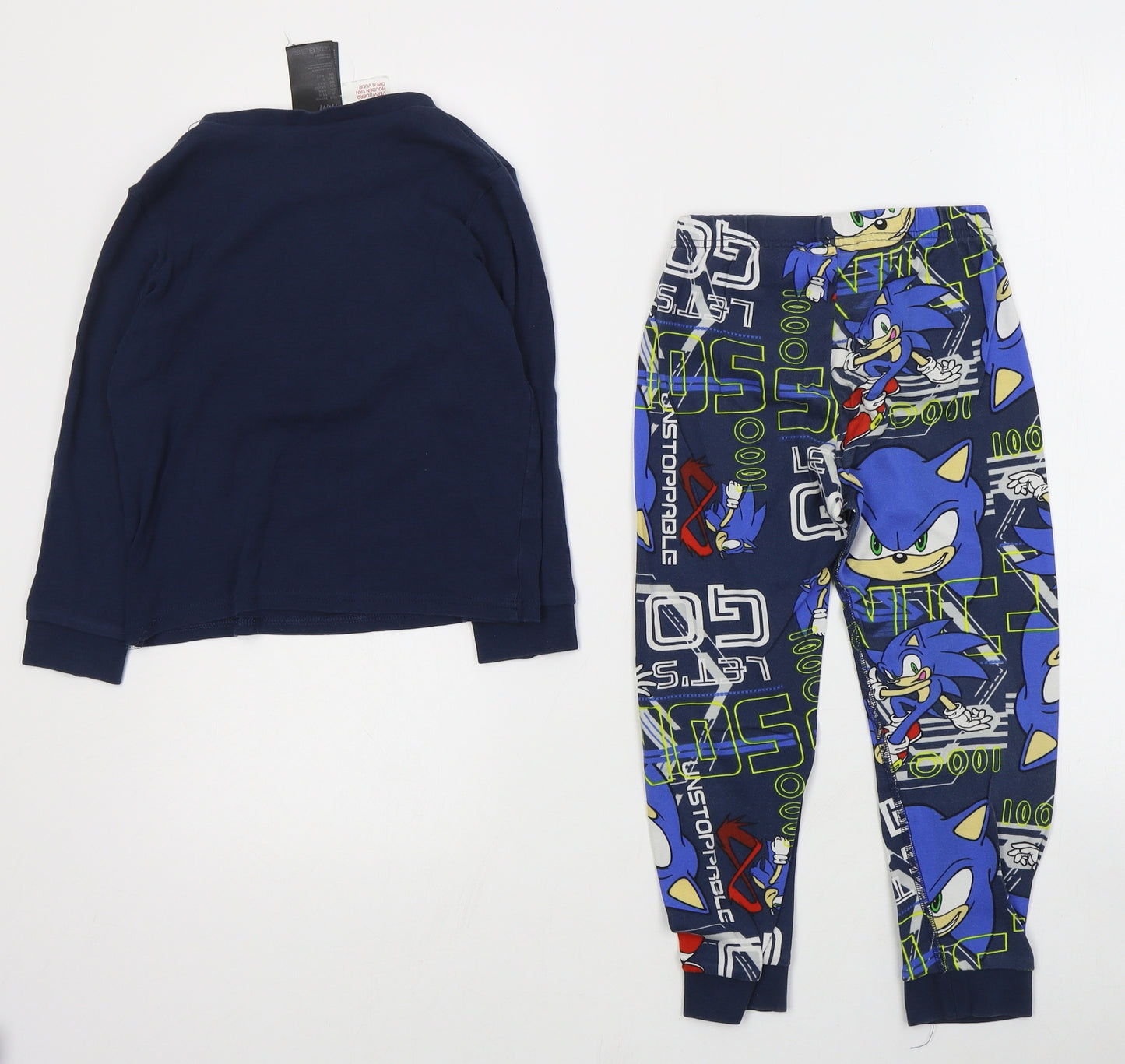 H&M Boys Blue Geometric Cotton  Pyjama Set Size 5-6 Years  Pullover - Sonic