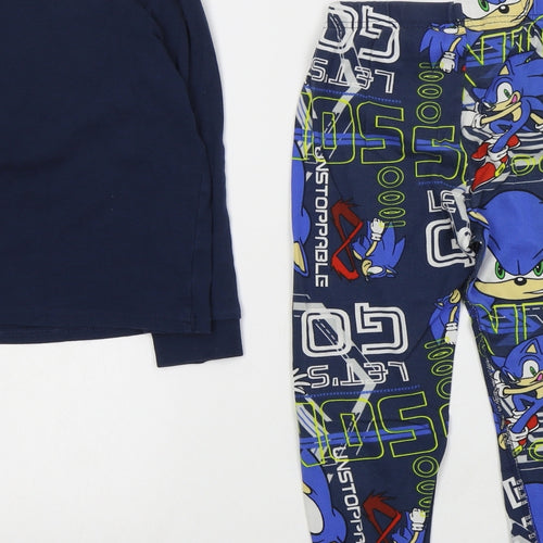 H&M Boys Blue Geometric Cotton  Pyjama Set Size 5-6 Years  Pullover - Sonic