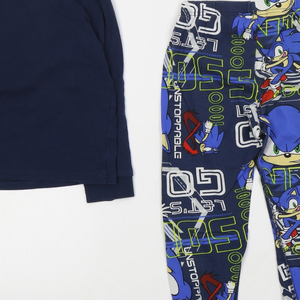 H&M Boys Blue Geometric Cotton  Pyjama Set Size 5-6 Years  Pullover - Sonic