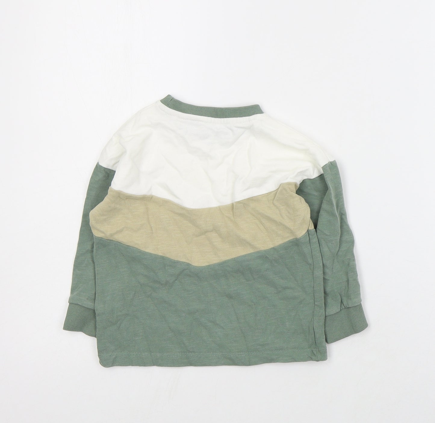 NEXT Baby Green Colourblock Cotton Pullover Jumper Size 18-24 Months  Pullover