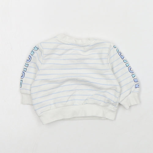 Primark Baby Blue Striped Cotton Pullover Jumper Size 0-3 Months  Snap - Mickey Mouse