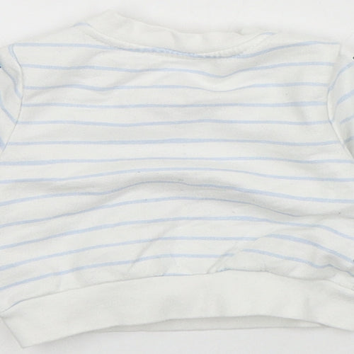Primark Baby Blue Striped Cotton Pullover Jumper Size 0-3 Months  Snap - Mickey Mouse