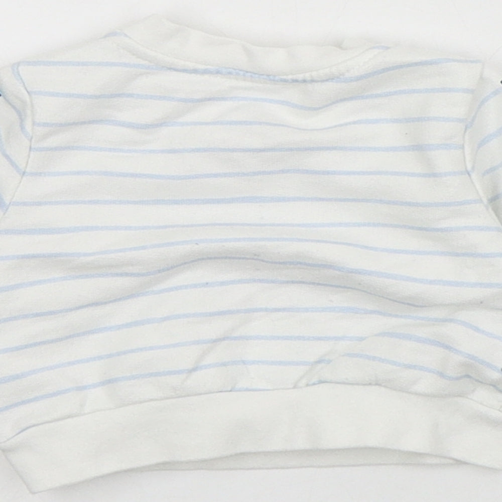 Primark Baby Blue Striped Cotton Pullover Jumper Size 0-3 Months  Snap - Mickey Mouse