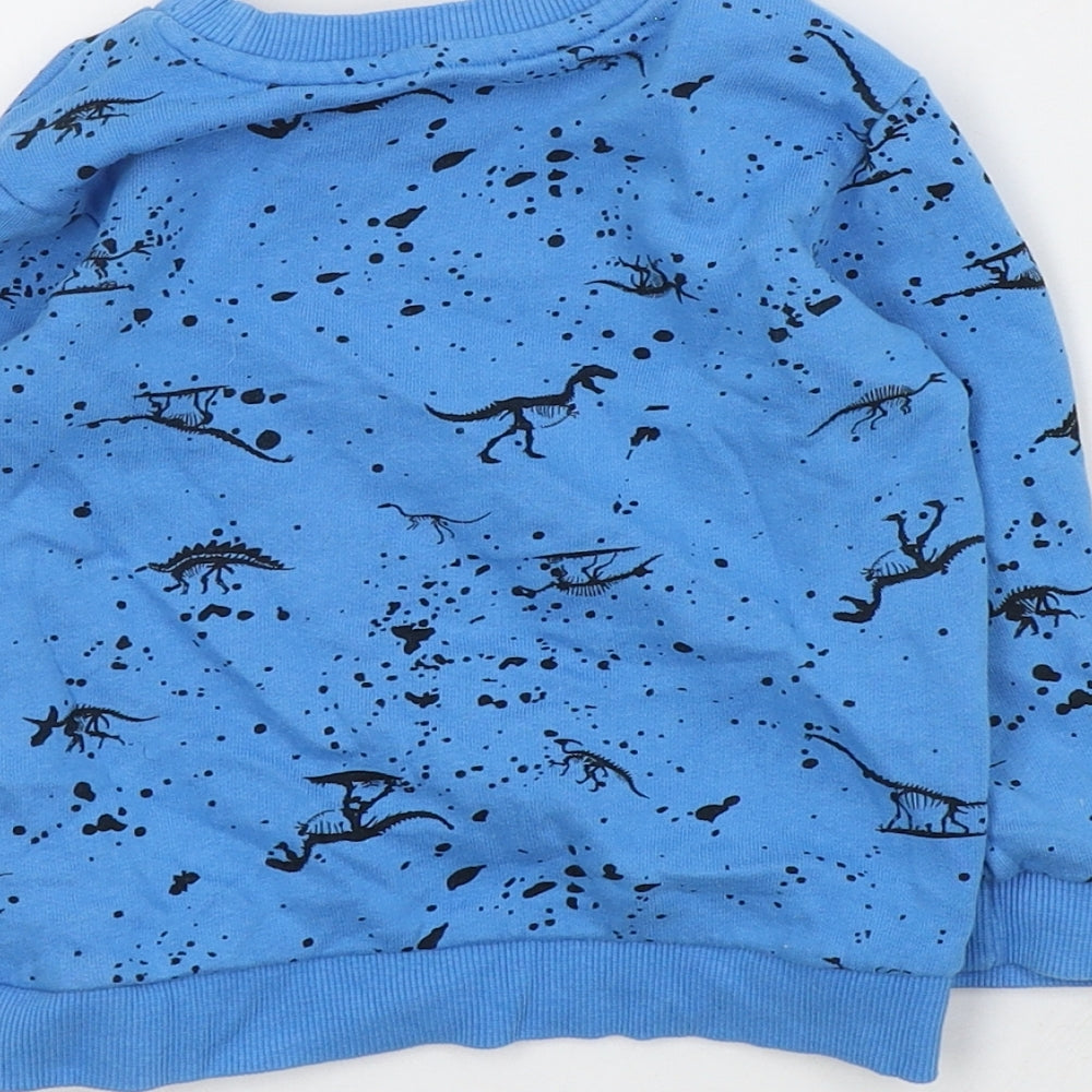 Matalan Baby Blue Geometric Cotton Pullover Jumper Size 12-18 Months  Pullover - Dinosaur