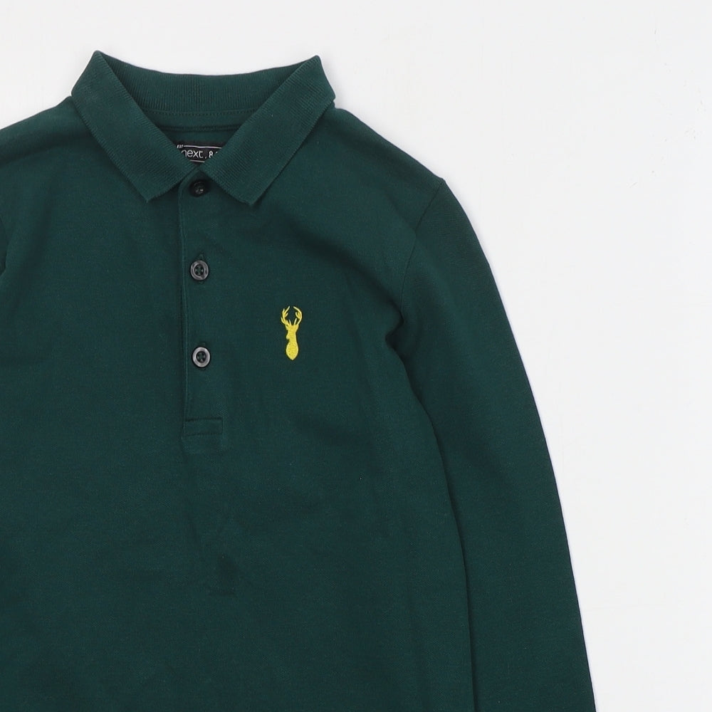 NEXT Boys Green  Cotton Basic Polo Size 8 Years Collared Button
