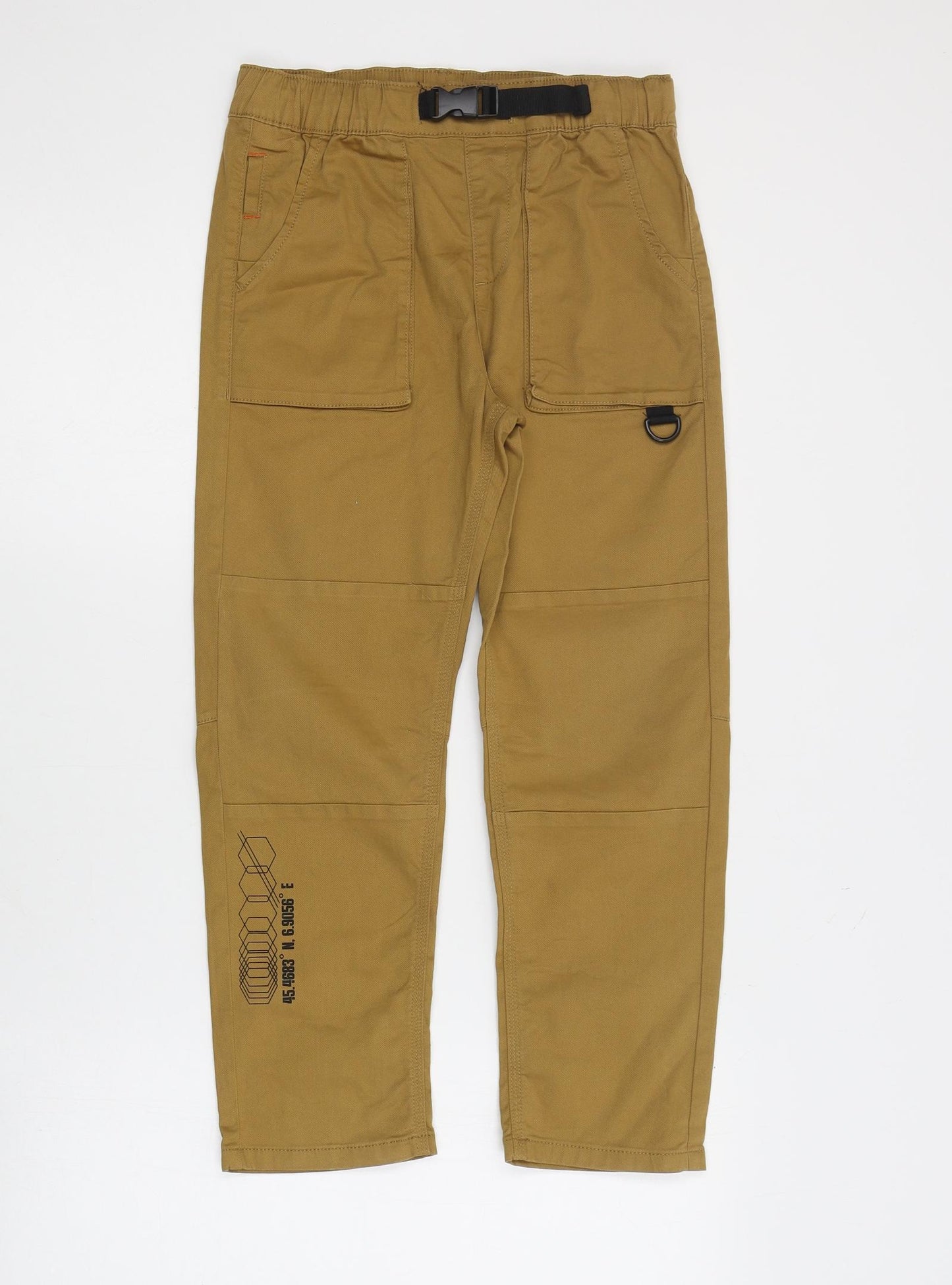 Marks and Spencer Boys Brown  Cotton Chino Trousers Size 9-10 Years  Regular Pullover