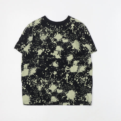 F&F Boys Black Geometric Cotton Basic T-Shirt Size 6-7 Years Crew Neck Pullover
