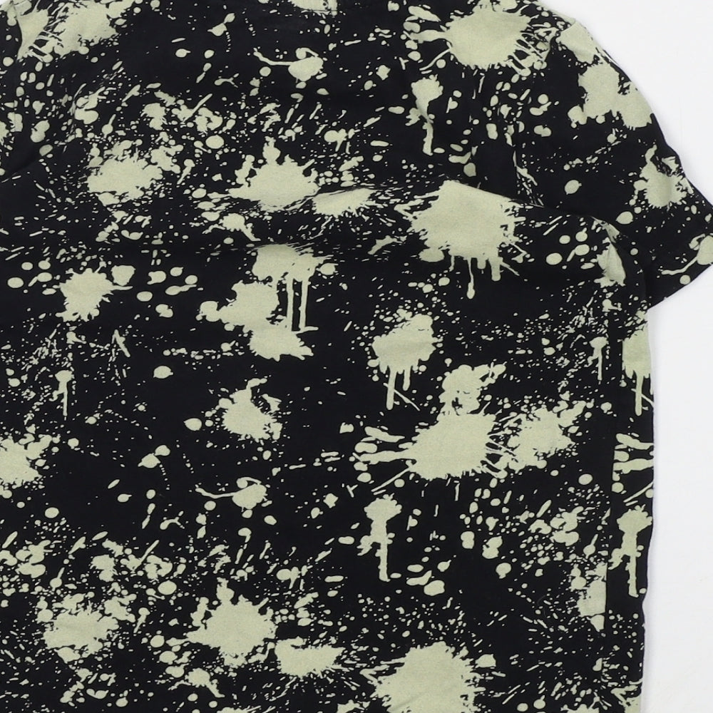 F&F Boys Black Geometric Cotton Basic T-Shirt Size 6-7 Years Crew Neck Pullover