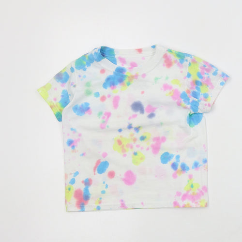 Hanes Girls Multicoloured  Cotton Basic T-Shirt Size XS Crew Neck Pullover - Tie-dye