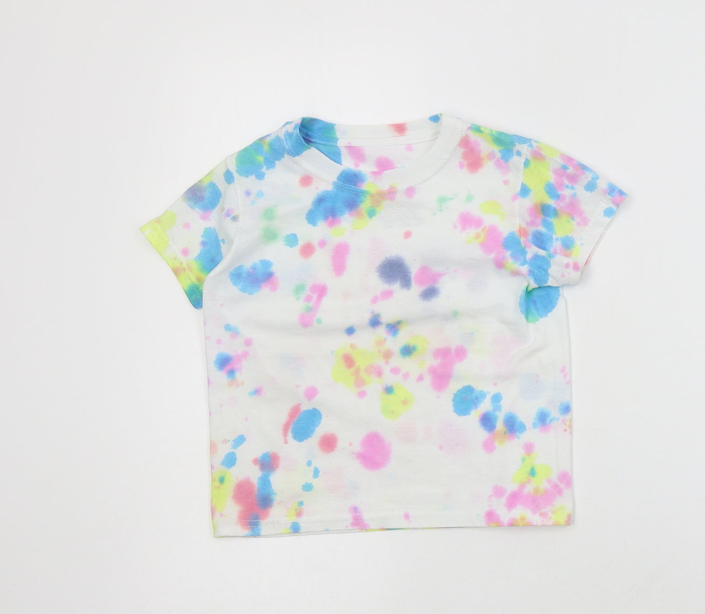 Hanes Girls Multicoloured  Cotton Basic T-Shirt Size XS Crew Neck Pullover - Tie-dye
