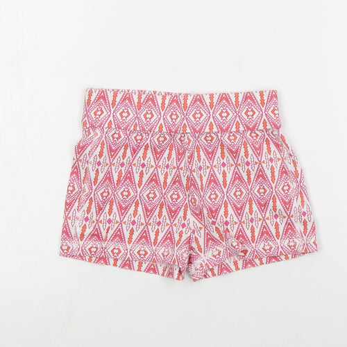 Dunnes Girls Red Geometric Cotton Hot Pants Shorts Size 5 Years  Regular