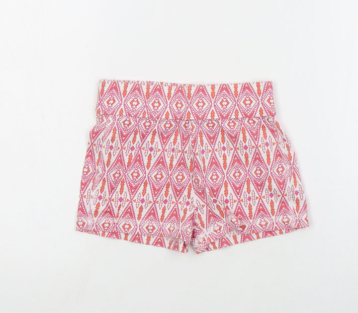 Dunnes Girls Red Geometric Cotton Hot Pants Shorts Size 5 Years Regular