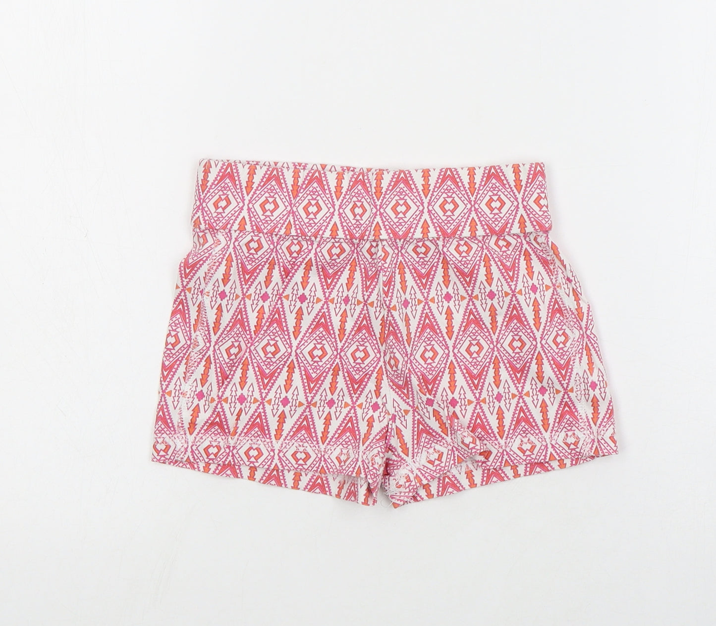 Dunnes Girls Red Geometric Cotton Hot Pants Shorts Size 5 Years  Regular