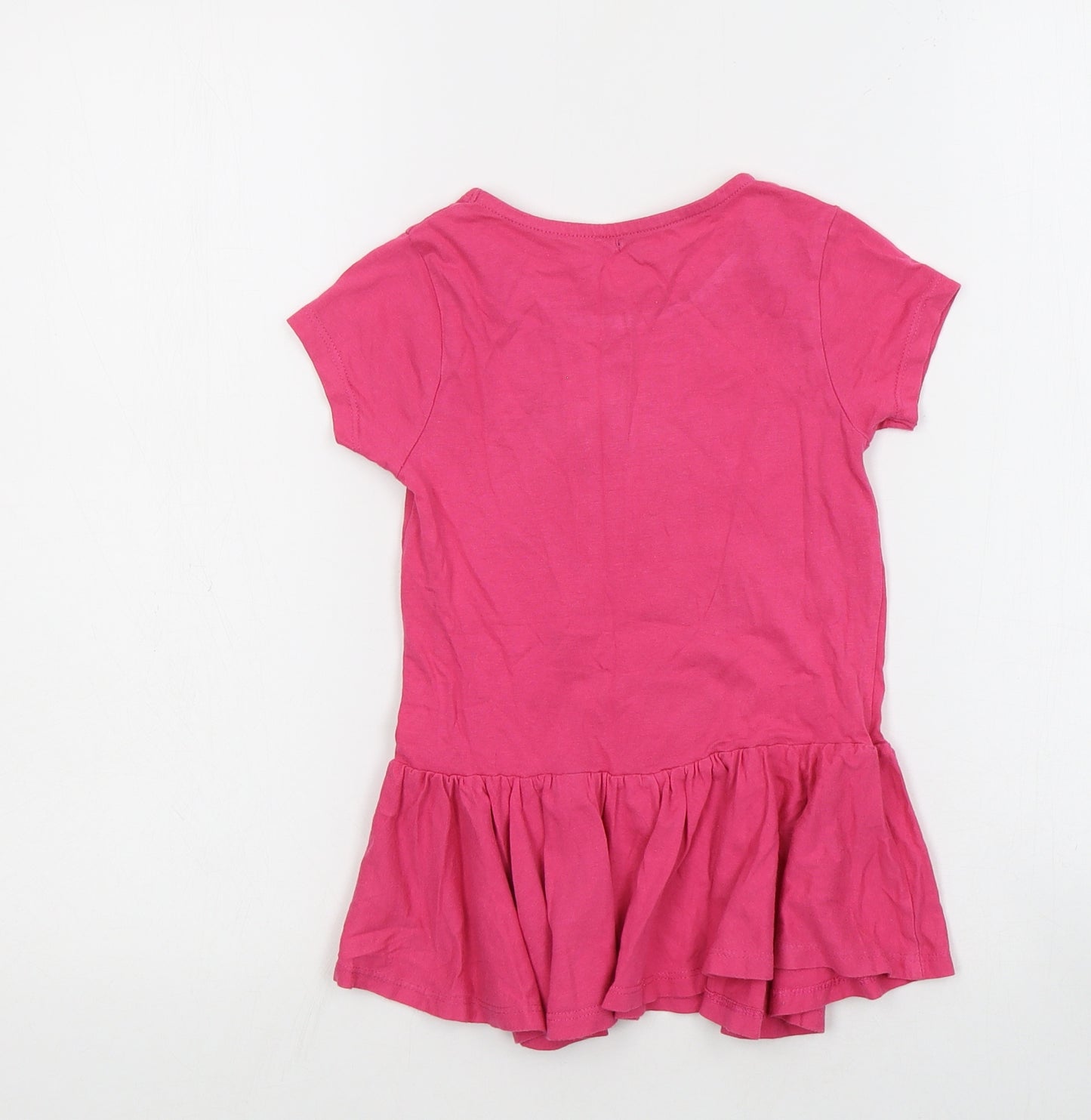 Dunnes Girls Pink  Cotton Basic T-Shirt Size 4 Years Round Neck Pullover