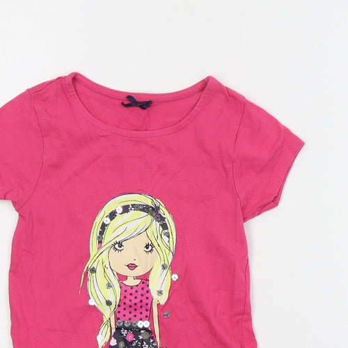 Dunnes Girls Pink  Cotton Basic T-Shirt Size 4 Years Round Neck Pullover