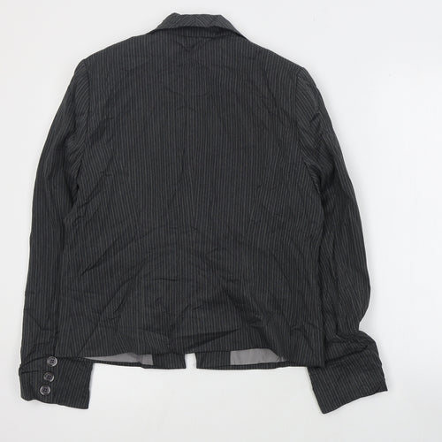 Debenhams Womens Grey Striped  Jacket Blazer Size 12  Button