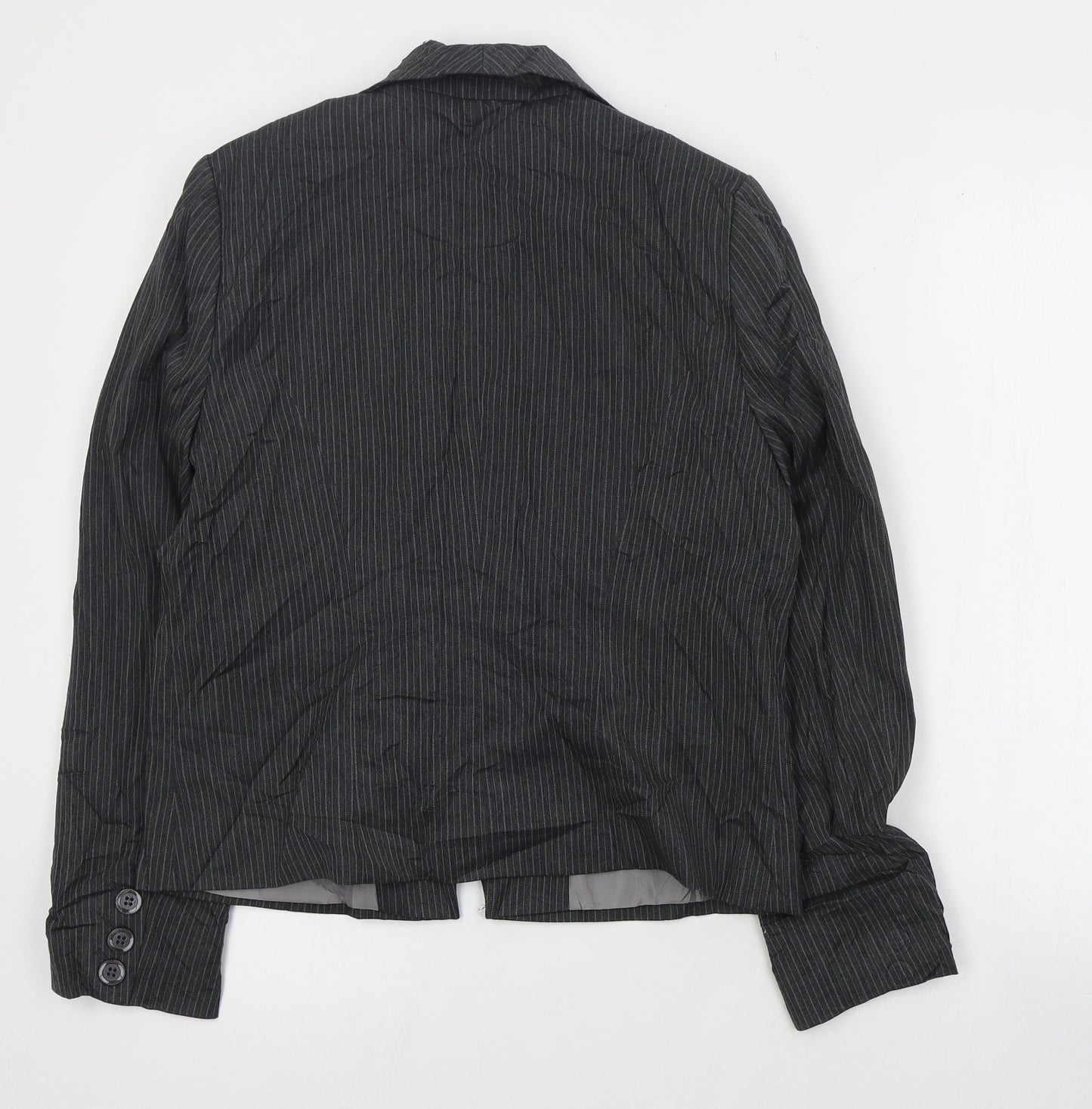 Debenhams Womens Grey Striped  Jacket Blazer Size 12  Button