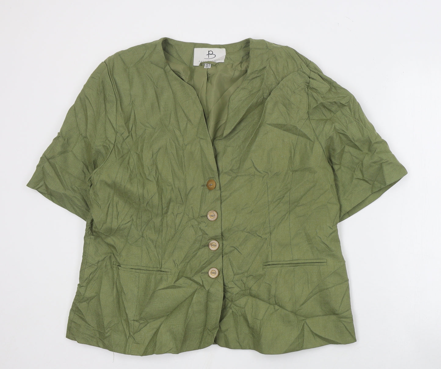 Paul Berman Womens Green  Polyester Basic Blouse Size 18 Round Neck