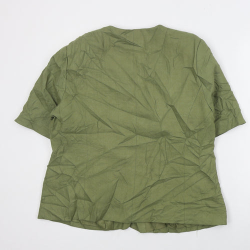 Paul Berman Womens Green  Polyester Basic Blouse Size 18 Round Neck