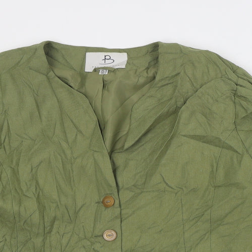 Paul Berman Womens Green  Polyester Basic Blouse Size 18 Round Neck