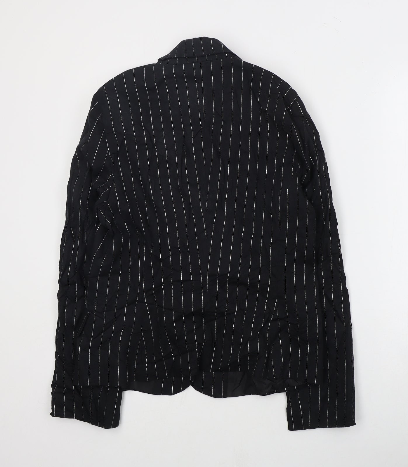 Fransa Womens Black Striped  Jacket Blazer Size L  Button