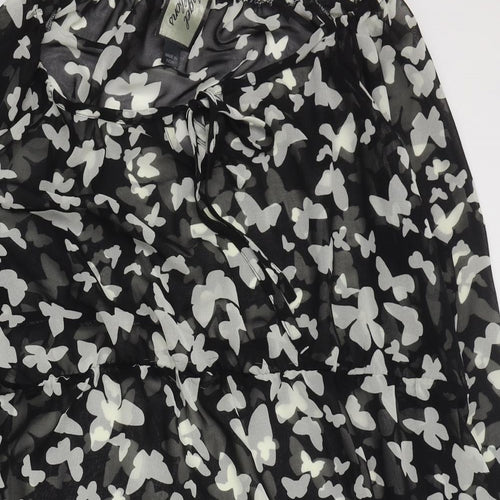 Angel Ribbons Womens Black Geometric Polyester Shift  Size 26  Round Neck Tie - Butterfly