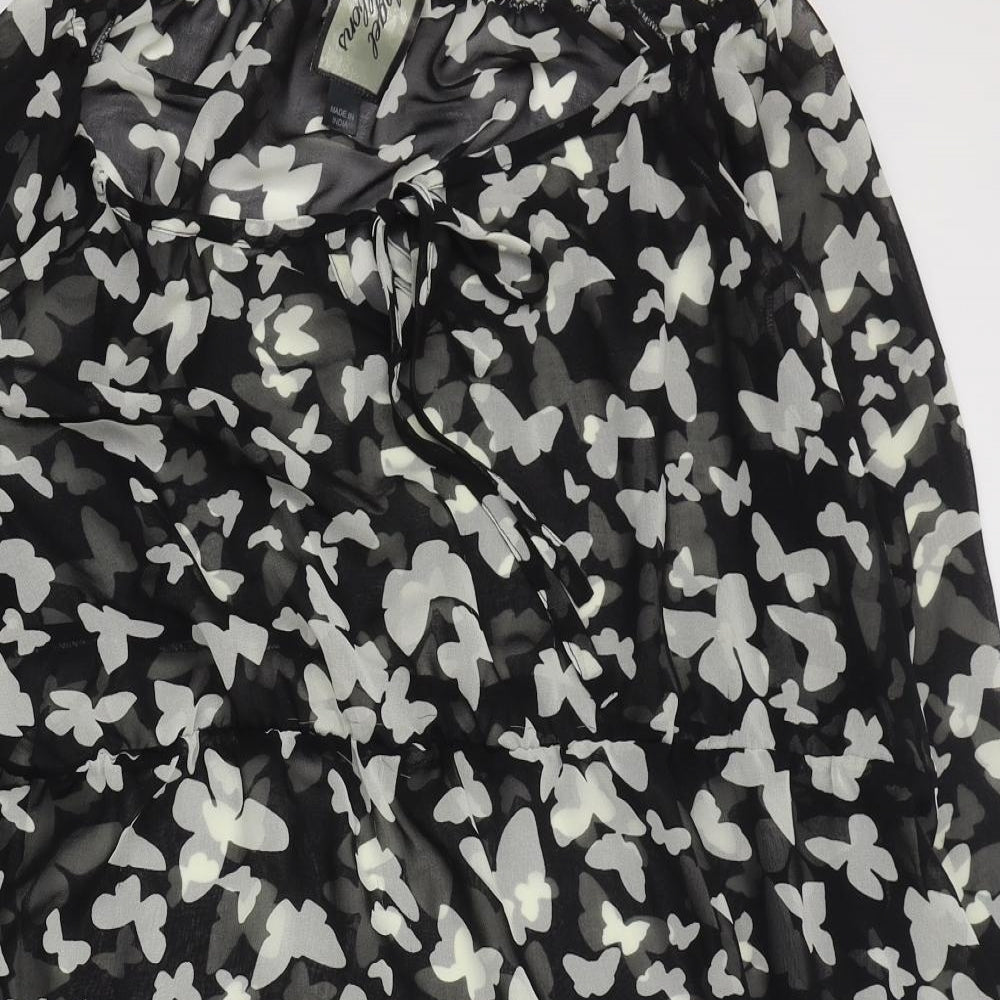Angel Ribbons Womens Black Geometric Polyester Shift  Size 26  Round Neck Tie - Butterfly