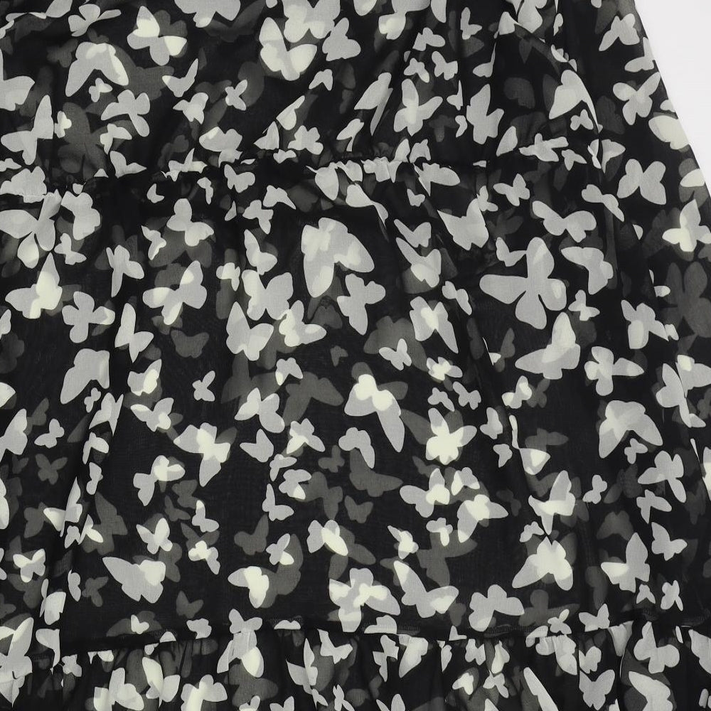 Angel Ribbons Womens Black Geometric Polyester Shift  Size 26  Round Neck Tie - Butterfly