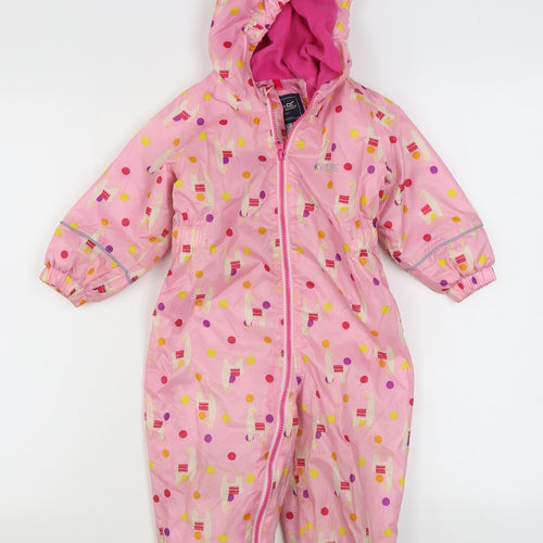 Regatta Girls Pink Geometric Polyester Coverall Outfit/Set Size 18-24 Months  Zip
