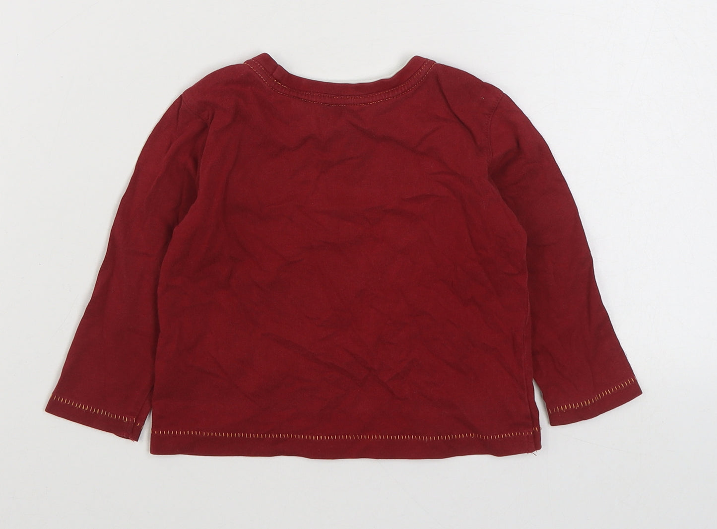 George Boys Red Geometric 100% Cotton Basic T-Shirt Size 6-9 Months Round Neck Pullover