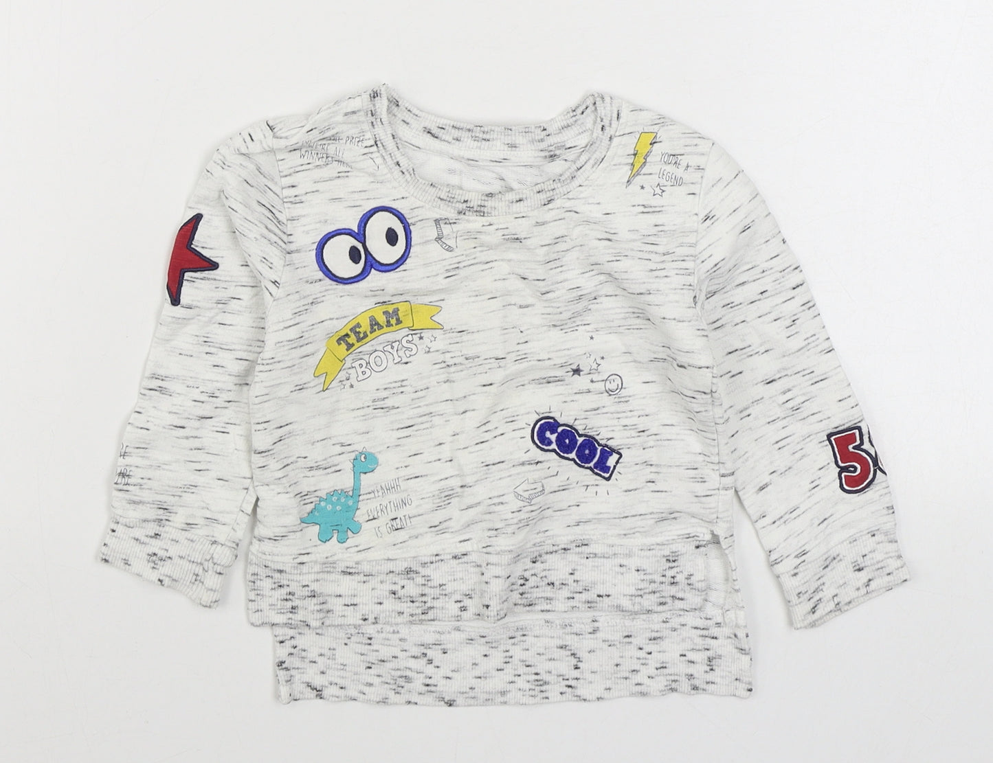 Dunnes Stores Boys White  Cotton Basic T-Shirt Size 6-9 Months Round Neck Pullover