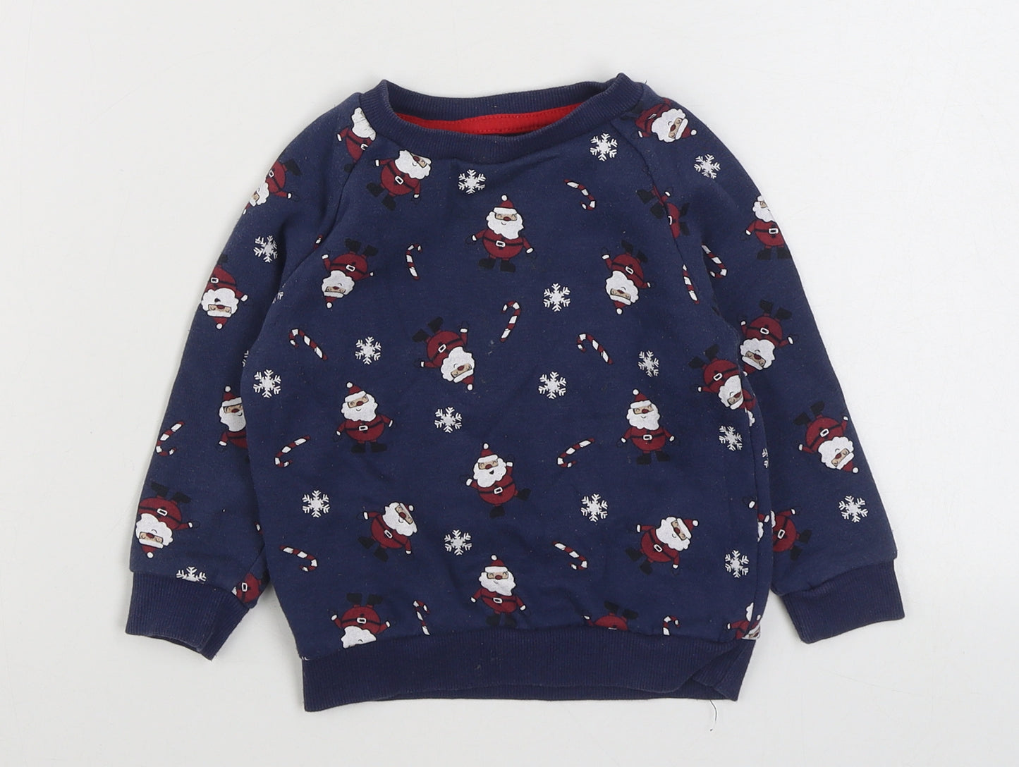 Primark Boys Blue Geometric Cotton Pullover Jumper Size 12-18 Months  Pullover - Christmas Jumper