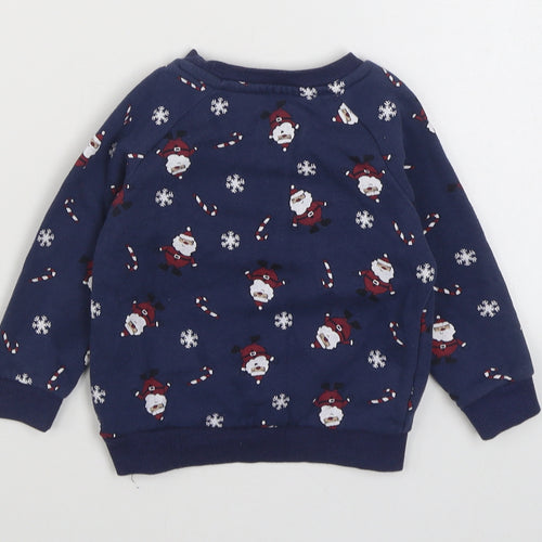 Primark Boys Blue Geometric Cotton Pullover Jumper Size 12-18 Months  Pullover - Christmas Jumper