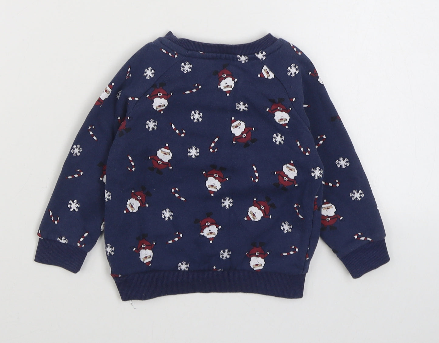 Primark Boys Blue Geometric Cotton Pullover Jumper Size 12-18 Months  Pullover - Christmas Jumper