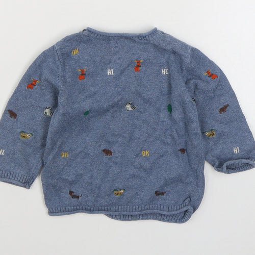NEXT Boys Blue Geometric 100% Cotton Pullover Jumper Size 6-9 Months  Pullover