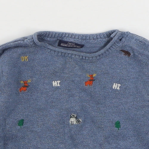 NEXT Boys Blue Geometric 100% Cotton Pullover Jumper Size 6-9 Months  Pullover