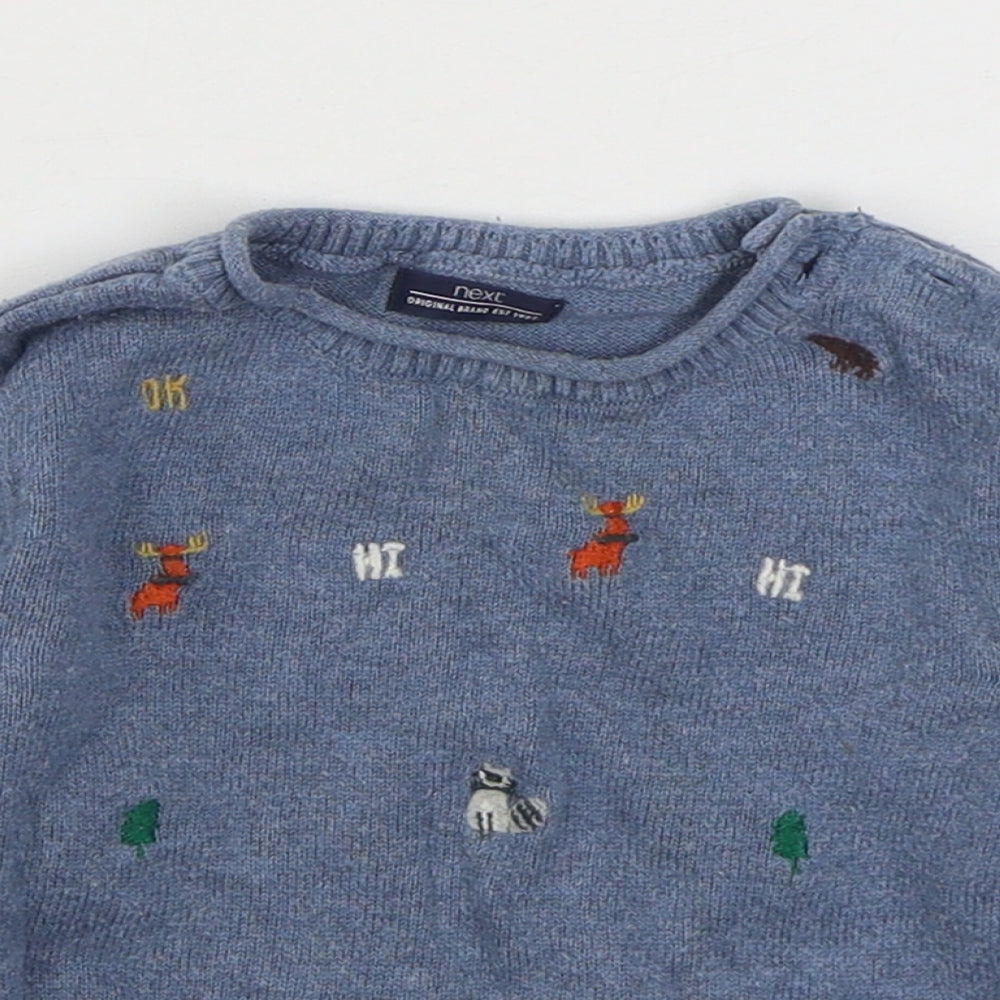 NEXT Boys Blue Geometric 100% Cotton Pullover Jumper Size 6-9 Months  Pullover