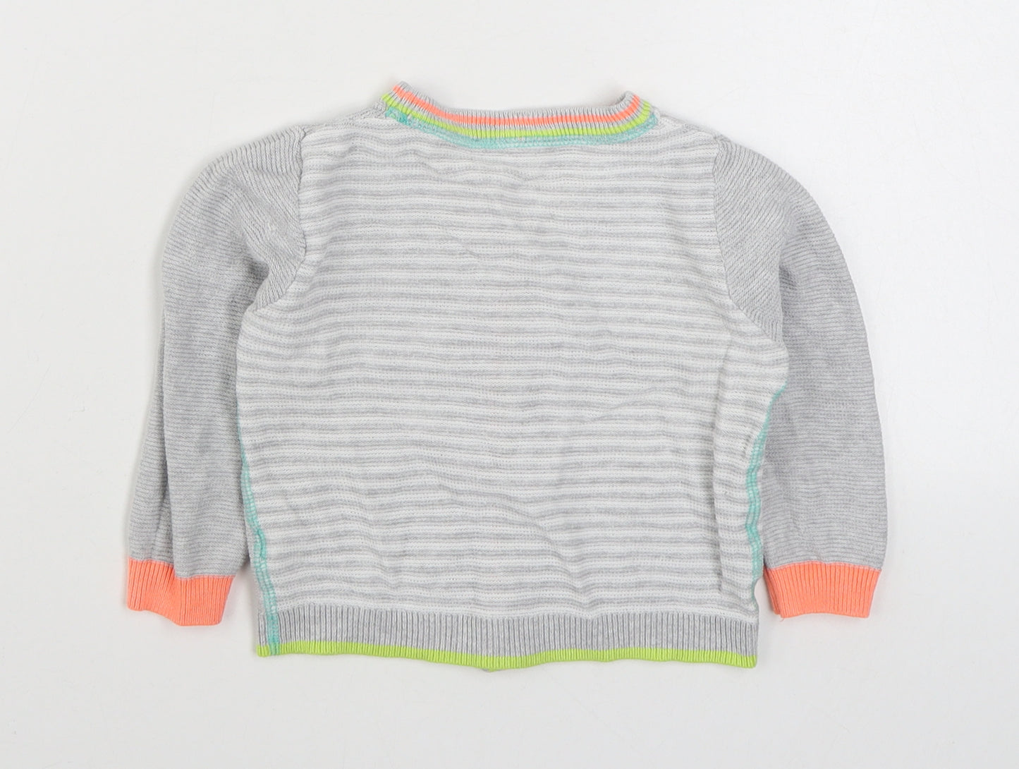 George Girls Green Striped Cotton Cardigan Jumper Size 9-12 Months  Button