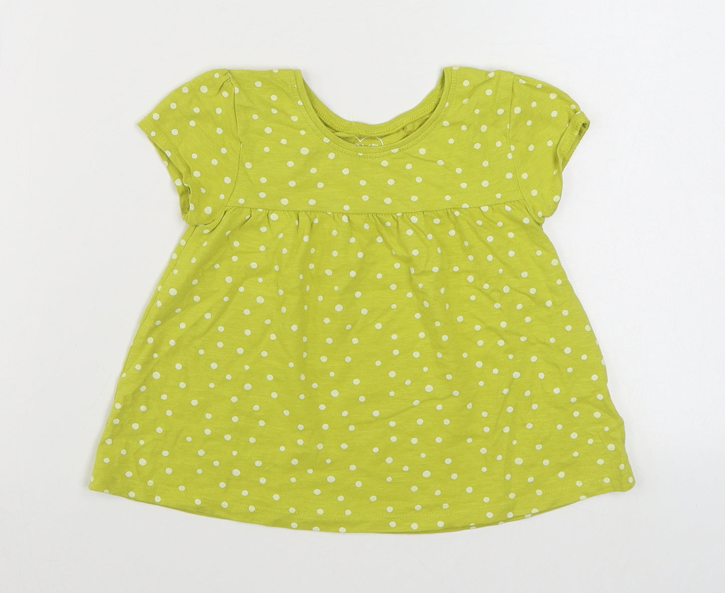 NEXT Girls Green Polka Dot 100% Cotton Basic T-Shirt Size 4-5 Years Round Neck Pullover