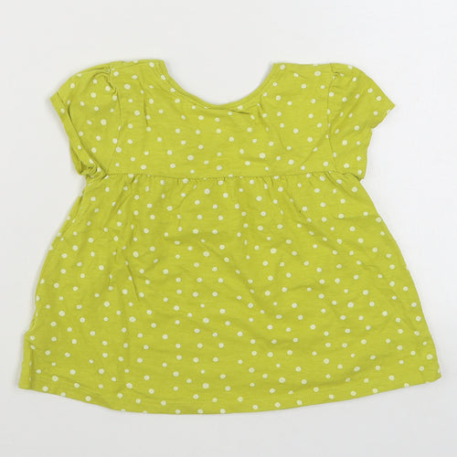 NEXT Girls Green Polka Dot 100% Cotton Basic T-Shirt Size 4-5 Years Round Neck Pullover