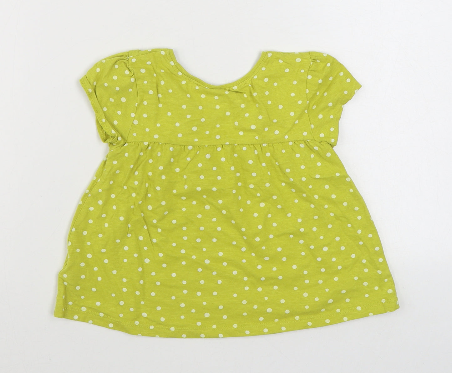 NEXT Girls Green Polka Dot 100% Cotton Basic T-Shirt Size 4-5 Years Round Neck Pullover