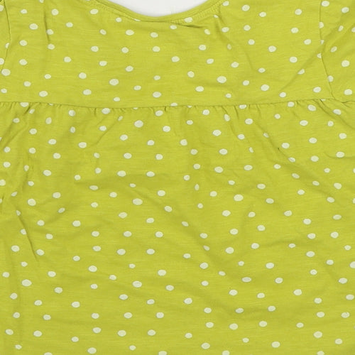 NEXT Girls Green Polka Dot 100% Cotton Basic T-Shirt Size 4-5 Years Round Neck Pullover