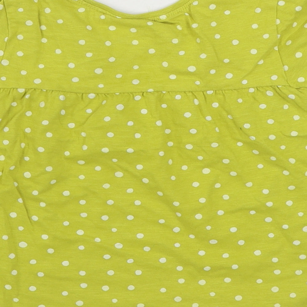 NEXT Girls Green Polka Dot 100% Cotton Basic T-Shirt Size 4-5 Years Round Neck Pullover