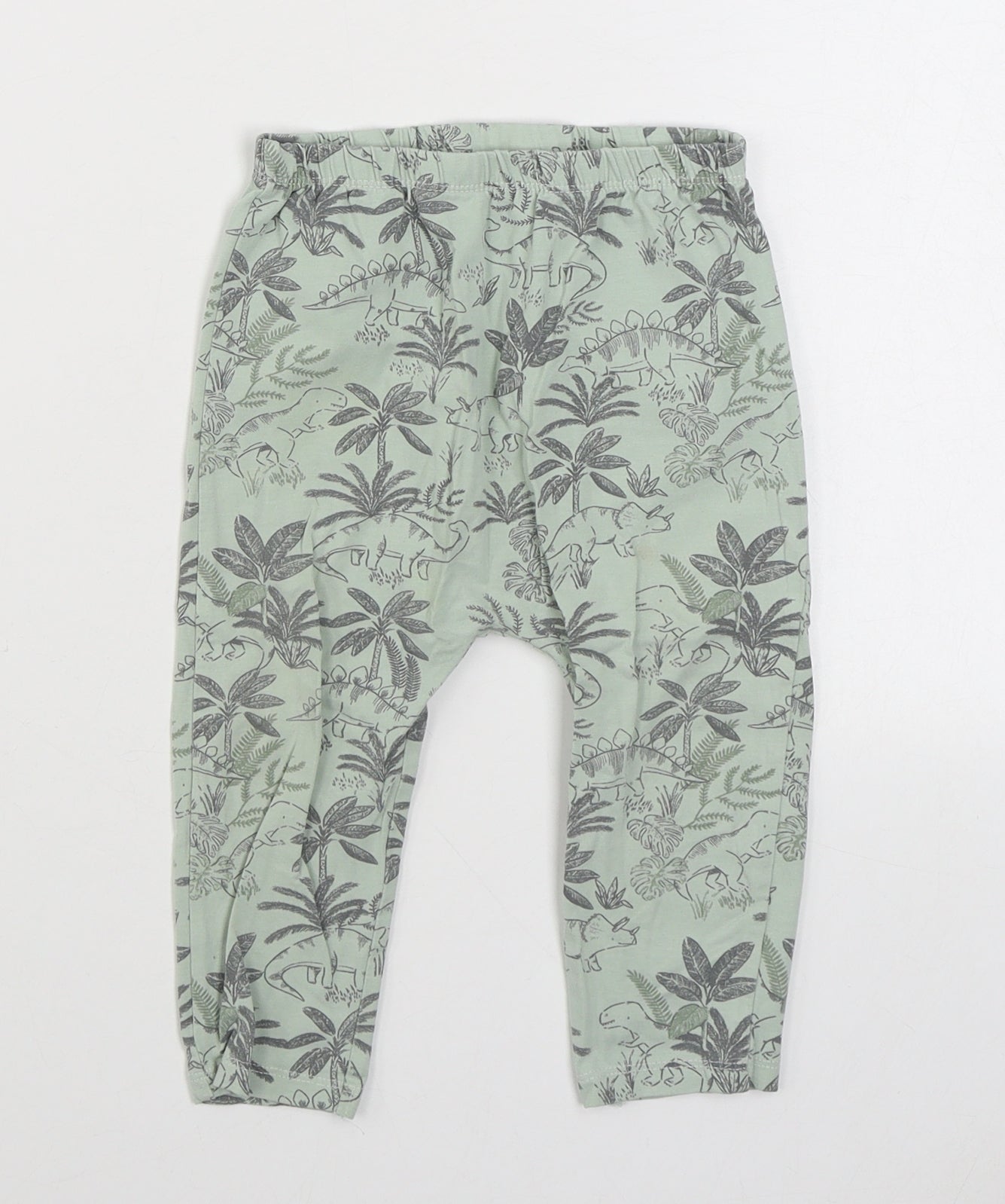 TU Boys Green Geometric Cotton Jogger Trousers Size 12-18 Months