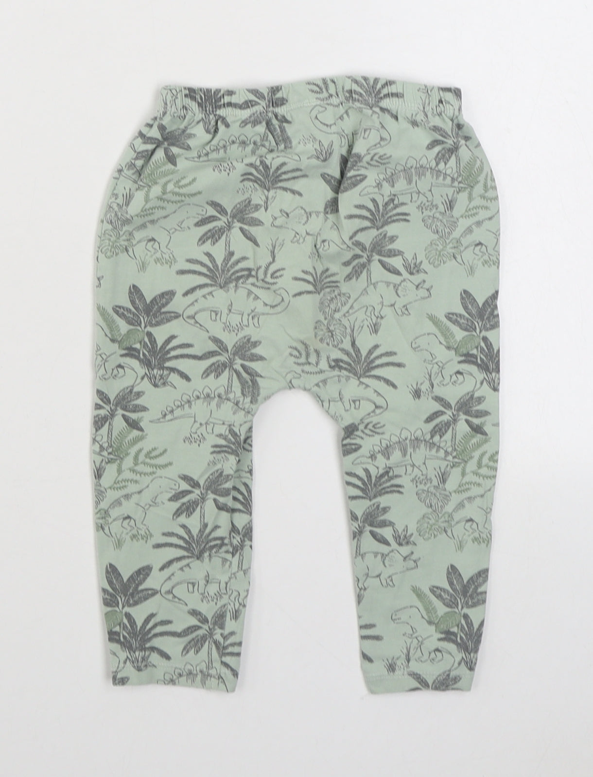 TU Boys Green Geometric Cotton Jogger Trousers Size 12-18 Months