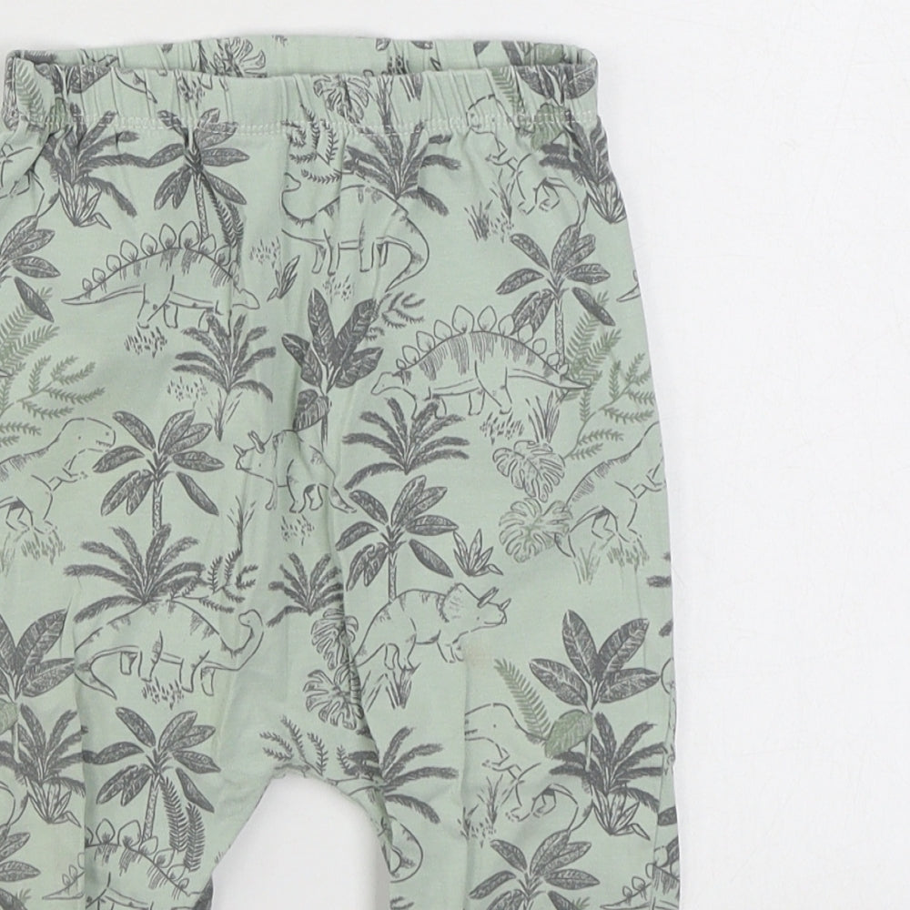 TU Boys Green Geometric Cotton Jogger Trousers Size 12-18 Months