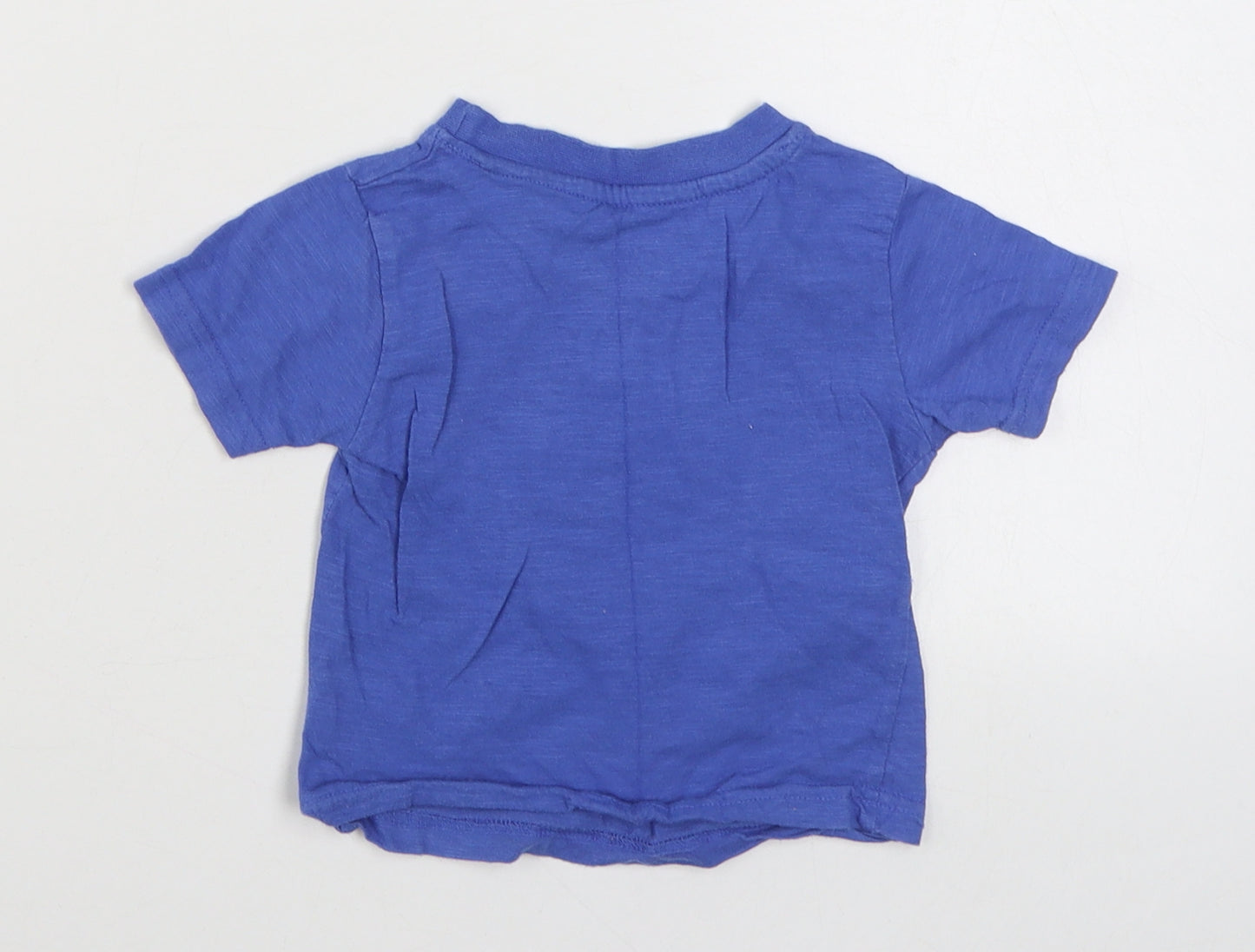 Mini Rebel   Boys Blue  100% Cotton Basic T-Shirt Size 9-12 Months Round Neck Pullover